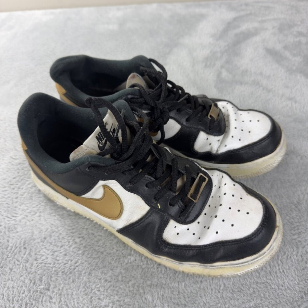 Nike Air Force 1 Low Black White Metallic Gold Men’s Size 9.5 US - CZ9189-001